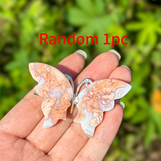Crystal Butterfly Hair Claw | Witchy Spiritual Hair Accessory, Natural Stone Hair Clip for Aesthetic Hairstyles (Multiple Crystal Types)